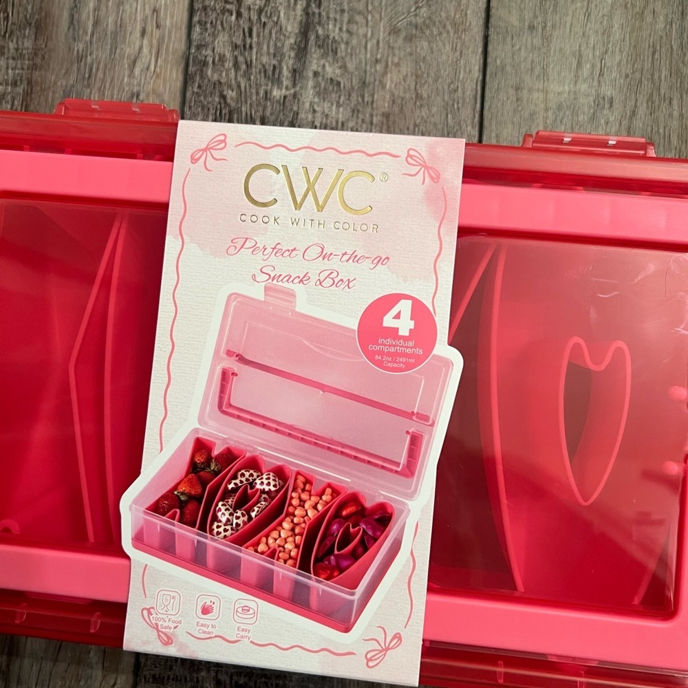 NEW CWC Cook With Color Pink Clear Food Storage Snack Box One Size - Picture 7 of 9